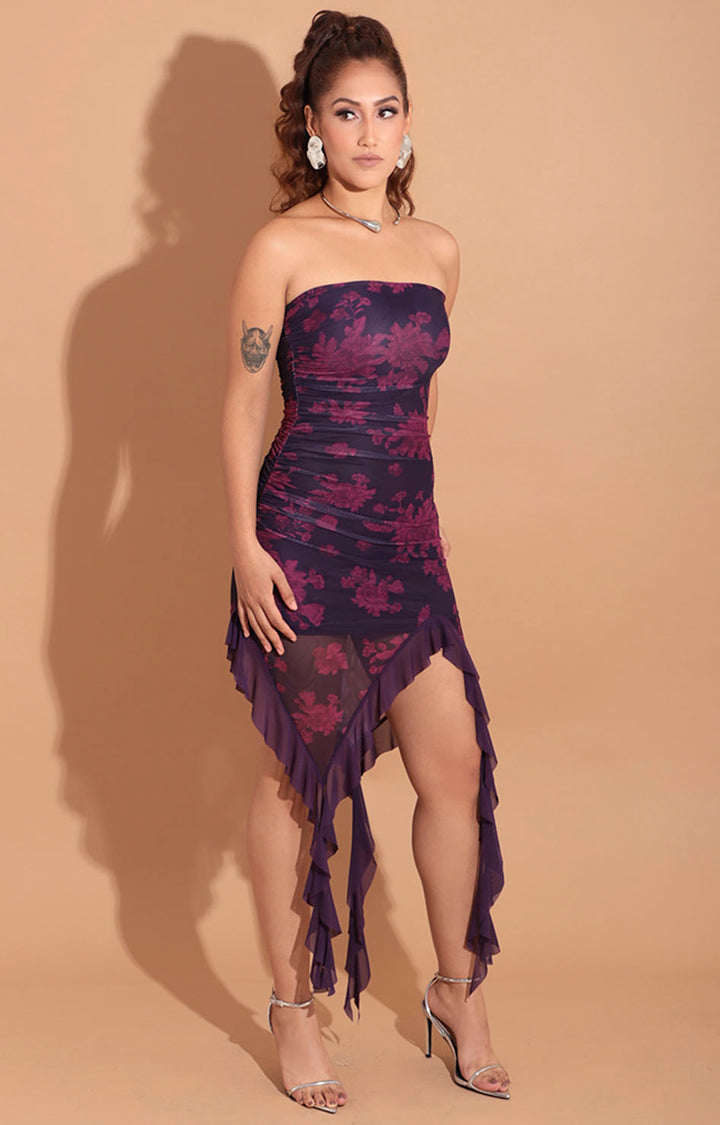 Vestido strapless morado con azul - VESTIDO Boutiquemirel 
