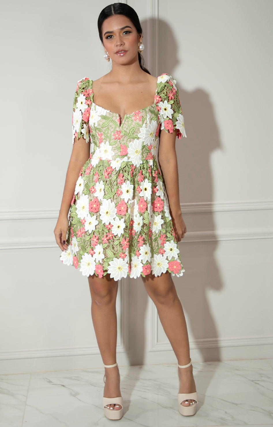Vestido de encaje en flores - VESTIDO Boutiquemirel 