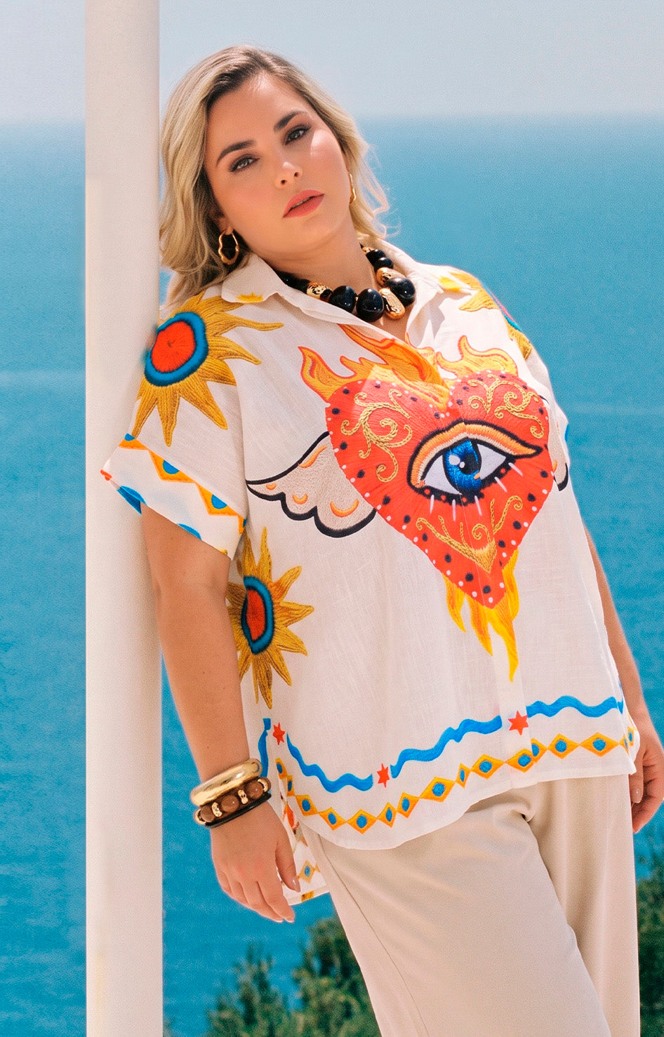 Blusa estampada de botones