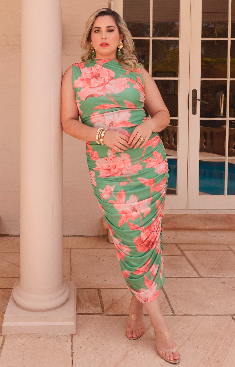 Vestido verde estampado