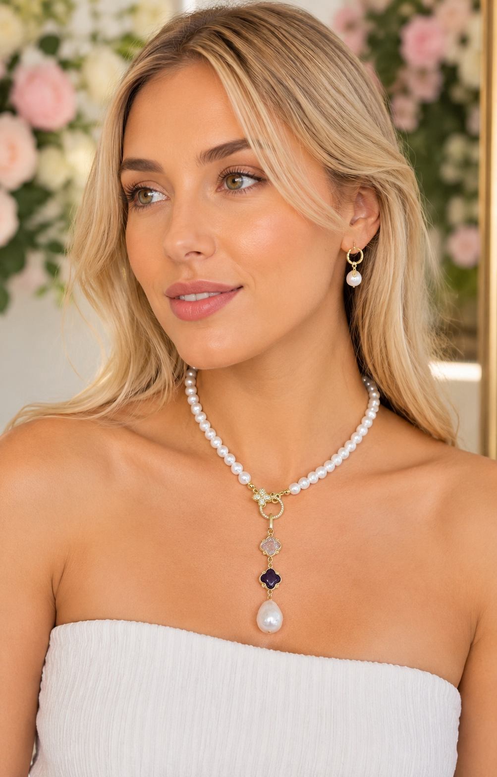 Set de perlas con trebol de color - SET COLLAR PIEDRA NATURAL Boutiquemirel 