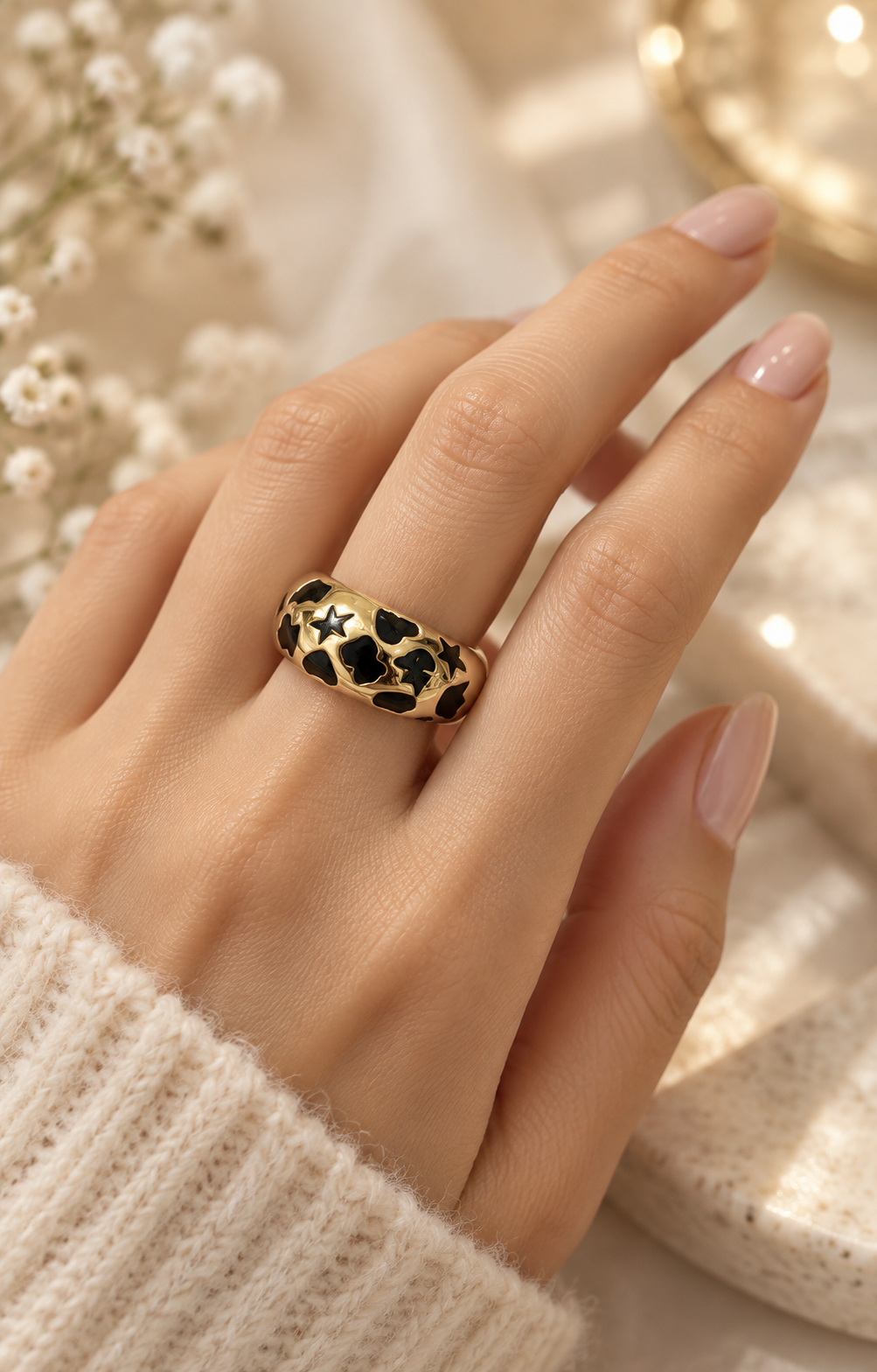 Anillo dorado estelar black