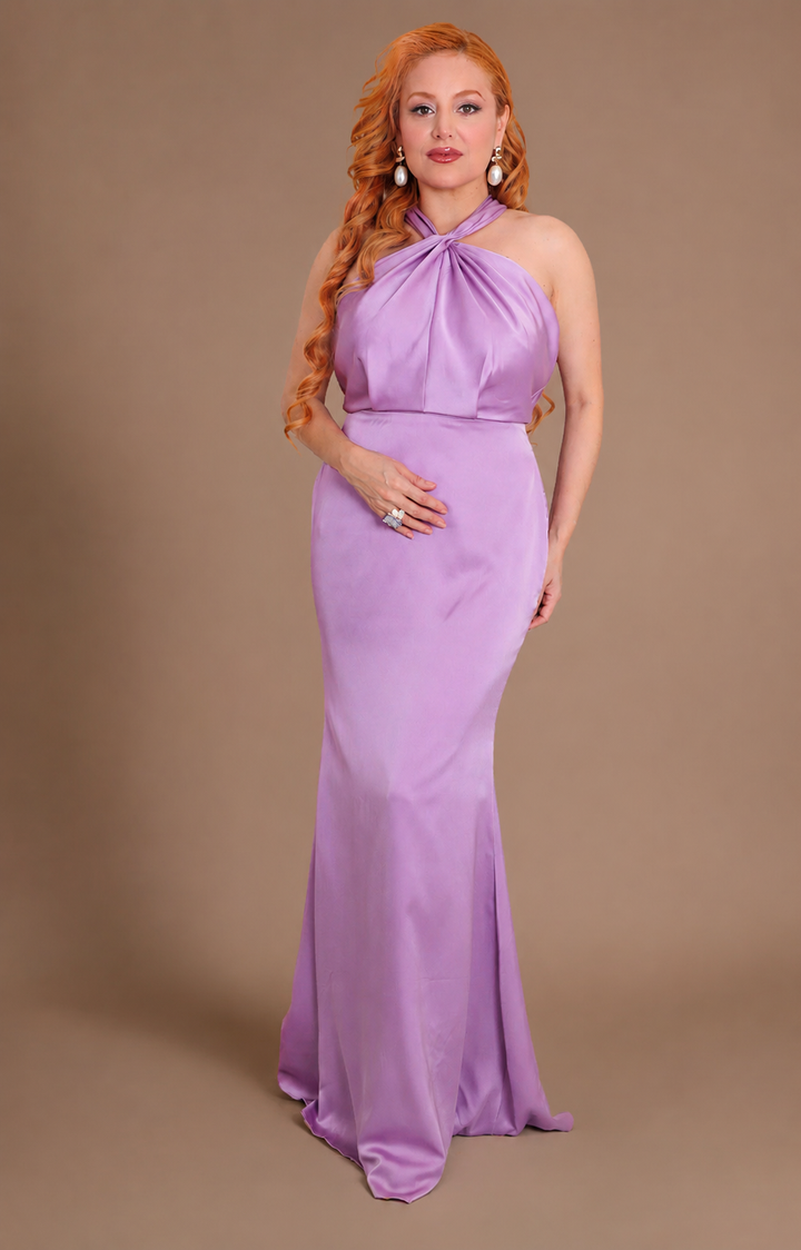 Vestido lila halter - VESTIDO LARGO REGULAR Boutiquemirel 