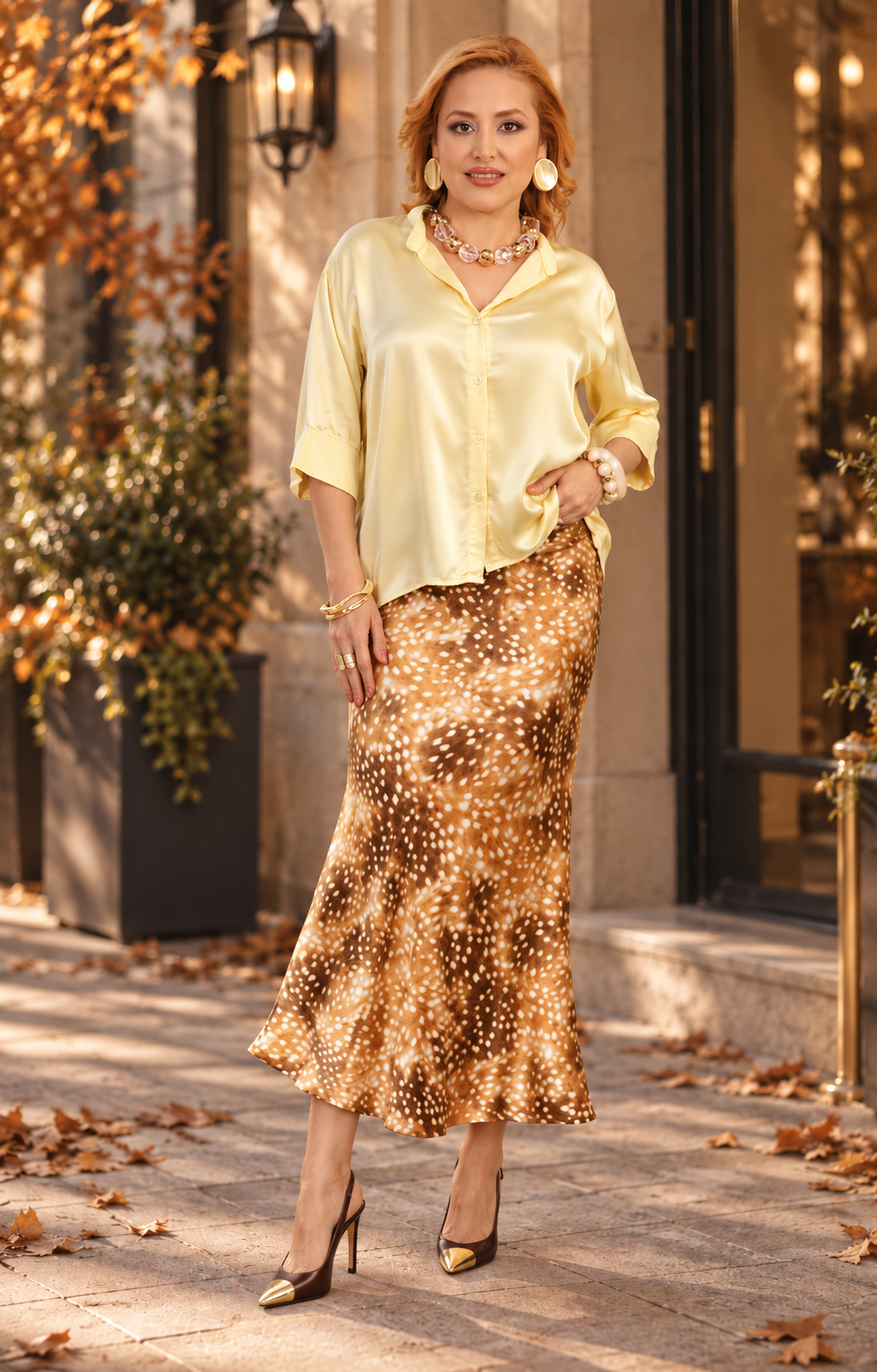 Blusa camisera satinada de Boutiquemirel, estilo regular, con cuello y botones, en color elegante y suave.
