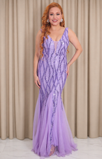 Vestido lavanda con lentejuelas - VESTIDO LARGO REGULAR Boutiquemirel 