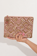 Bolsa beige bordada