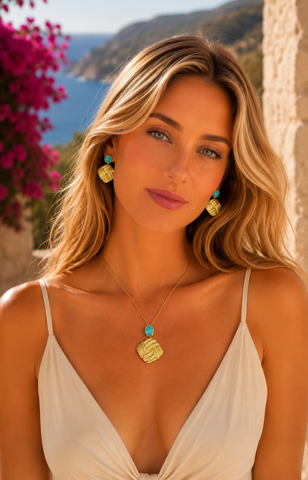 Set dorado con azul - SET COLLAR ACERO Boutiquemirel 