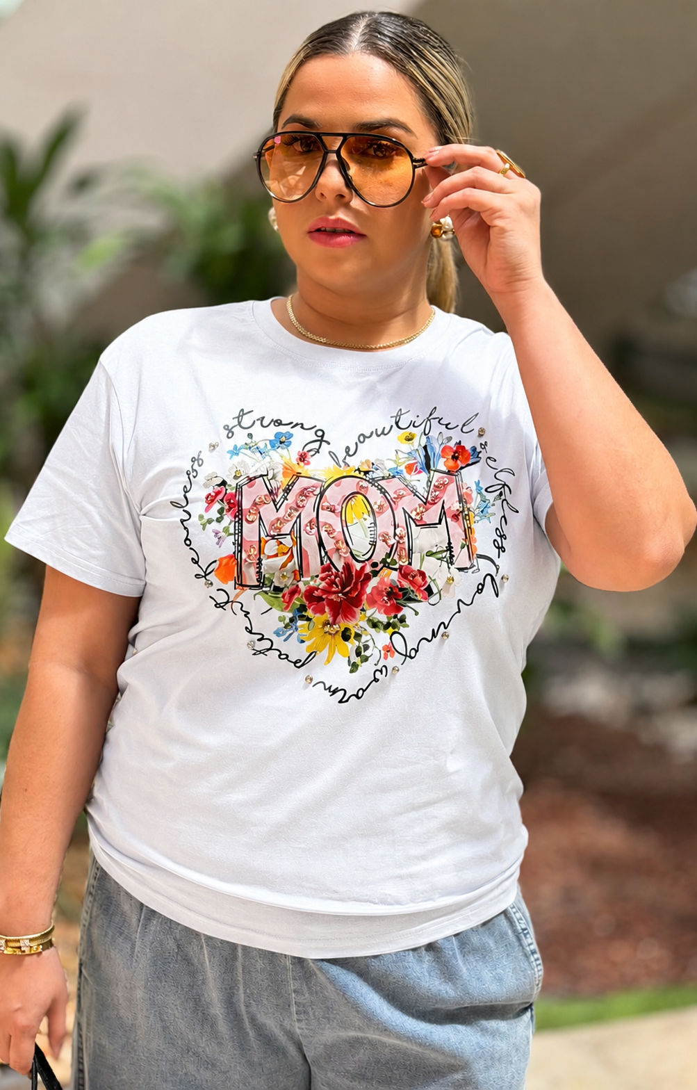 Blusa con estampado MOM floral