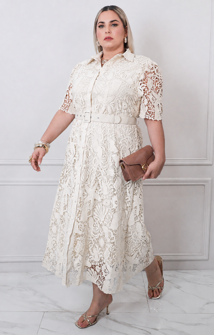 Vestido de guipiur con cinturòn - VESTIDO LARGO CURVY Boutiquemirel 