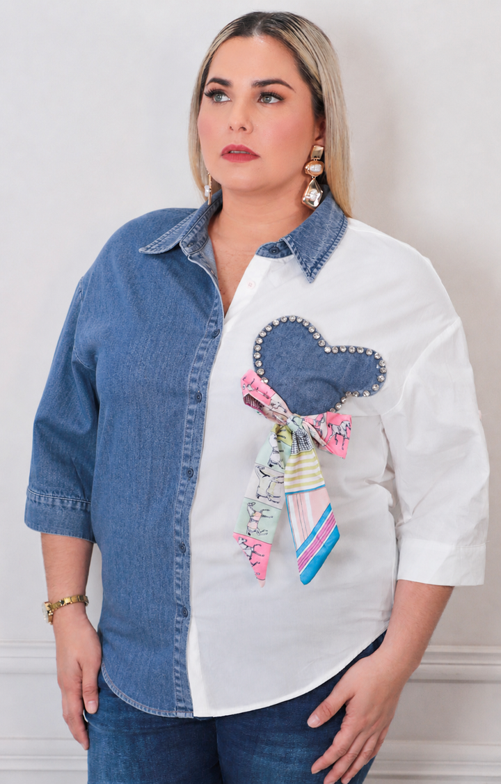 Blusa bicolor - BLUSAS CURVY Boutiquemirel 