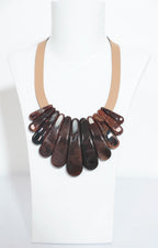Collar de piedra cafe con cuero - COLLAR Boutiquemirel 