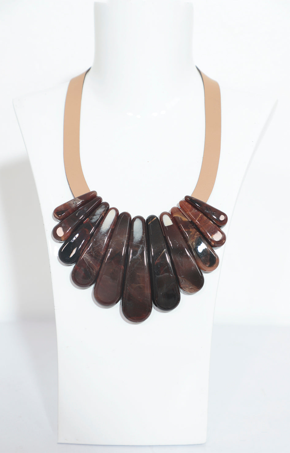 Collar de piedra cafe con cuero - COLLAR Boutiquemirel 