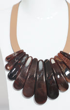 Collar de piedra cafe con cuero - COLLAR Boutiquemirel 