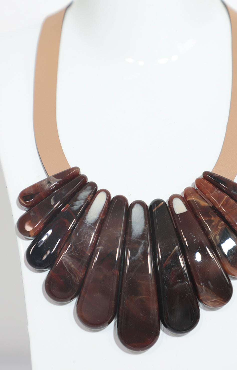 Collar de piedra cafe con cuero - COLLAR Boutiquemirel 