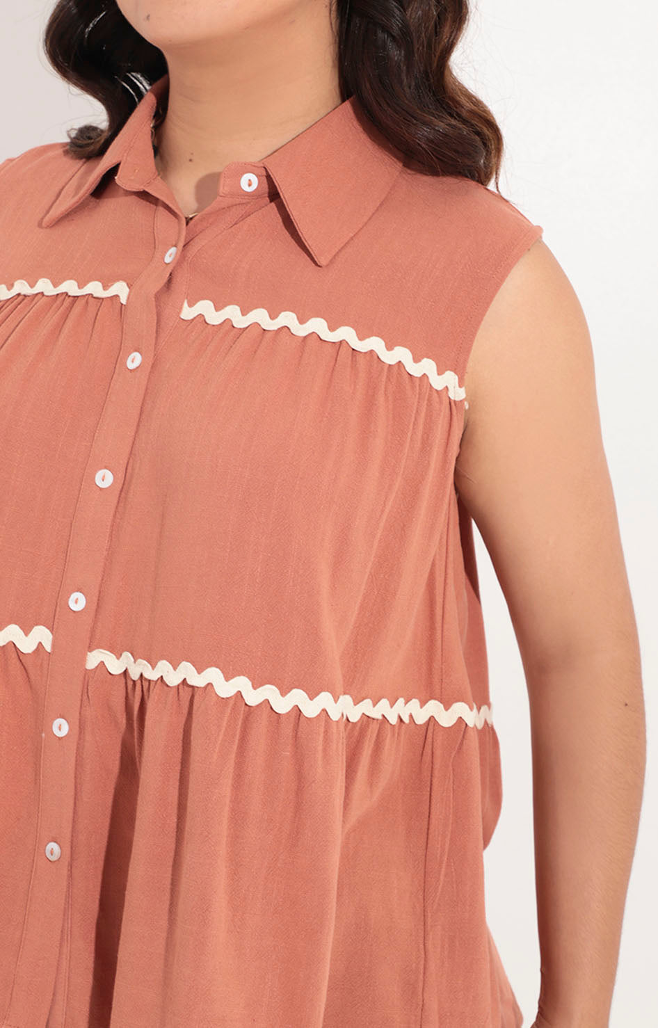 Blusa café con bies - BLUSA Boutiquemirel 