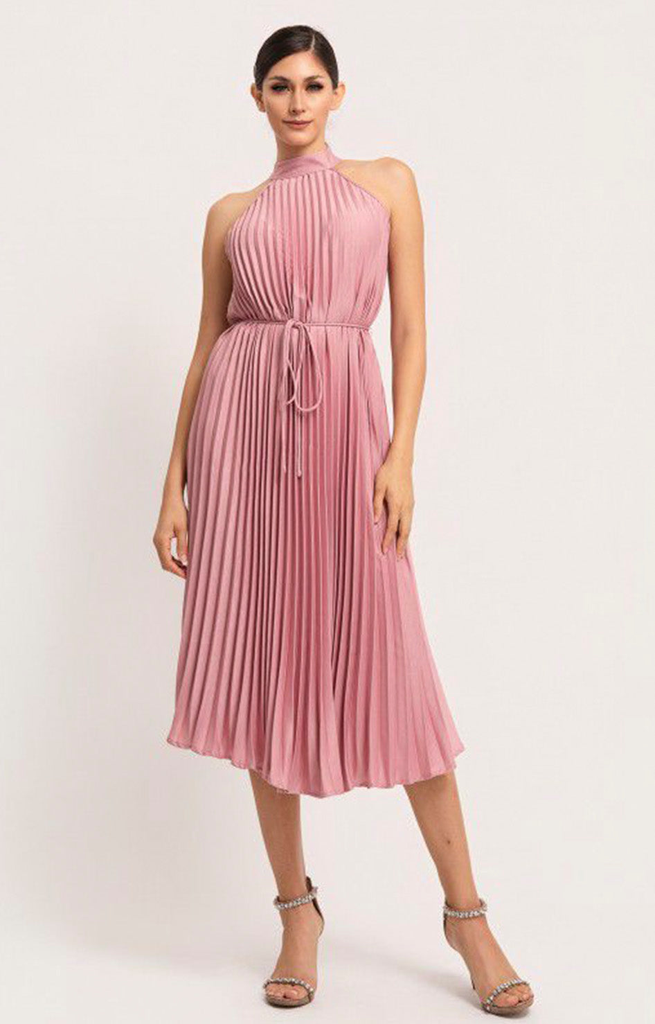 Vestido rosa plisado - VESTIDO LARGO REGULAR Boutiquemirel 