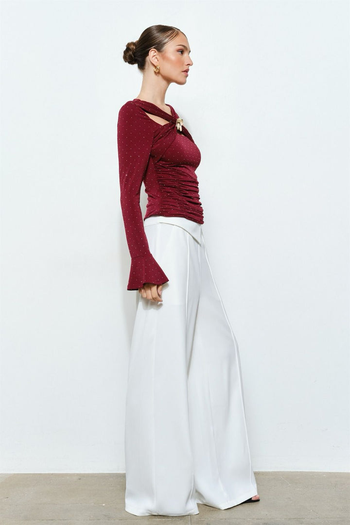 Blusa vino con brillos - BLUSA Boutiquemirel 