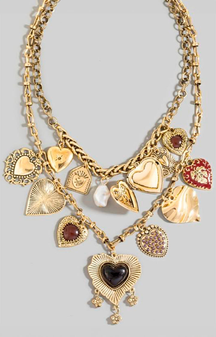Collar dorado con dijes de corazón - COLLAR Boutiquemirel 