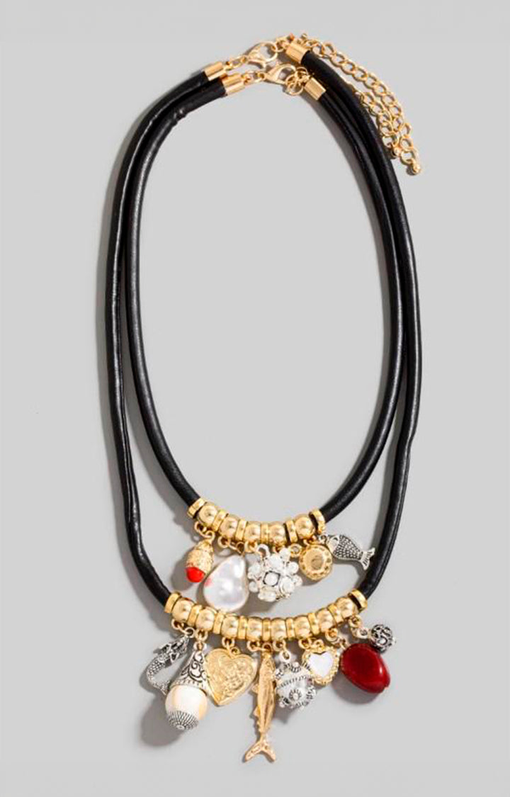 Collar doble negro con dijes - COLLAR Boutiquemirel 