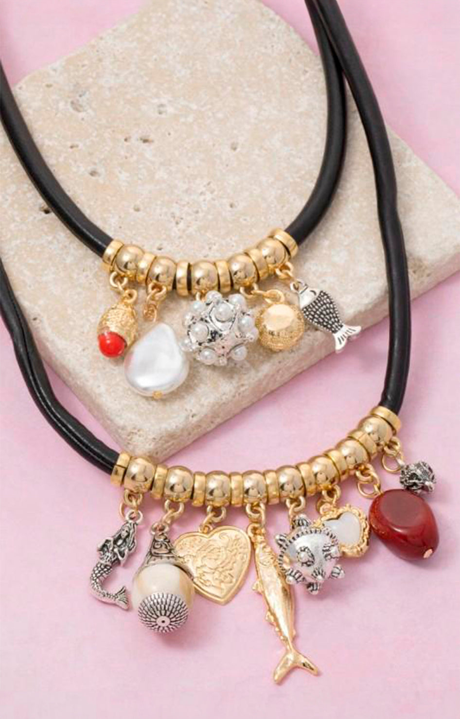 Collar doble negro con dijes - COLLAR Boutiquemirel 