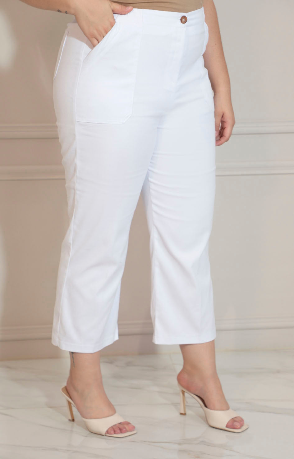 Pantalon blanco con bolsas frontales - PANTALON Boutiquemirel 