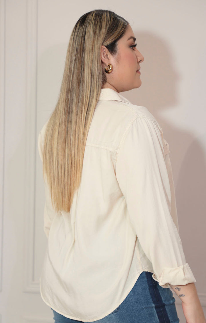 Blusa beige con botones frontales - BLUSA Boutiquemirel 