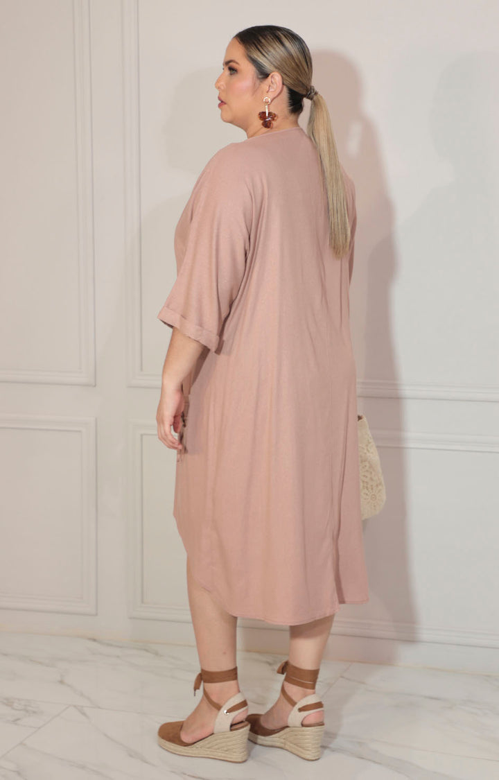 Vestido beige obscuro con hebilla frontal - VESTIDO Boutiquemirel 