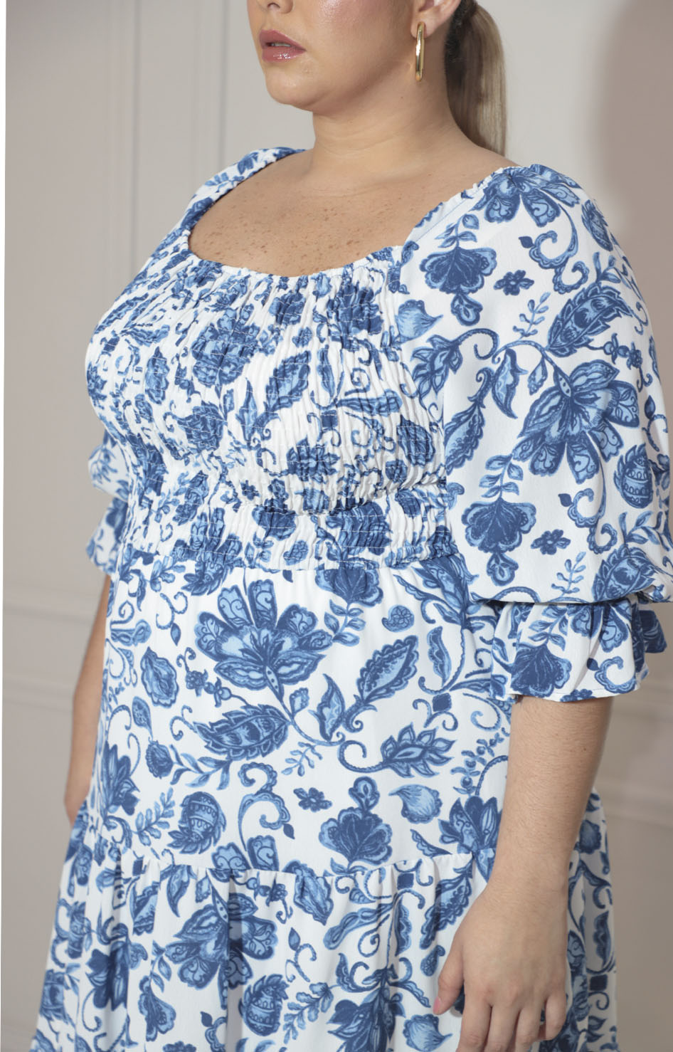 Vestido azul estampado con elástico superior - VESTIDO Boutiquemirel 