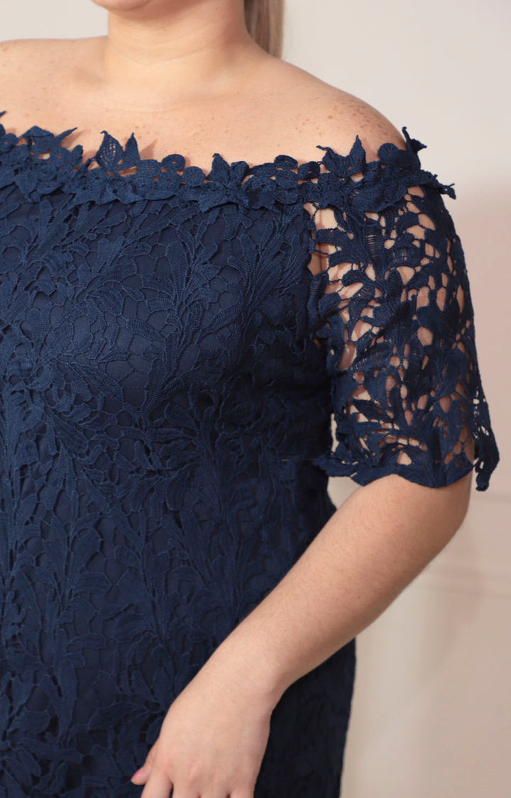 Vestido azul de guipiur con mangas - VESTIDO Boutiquemirel 