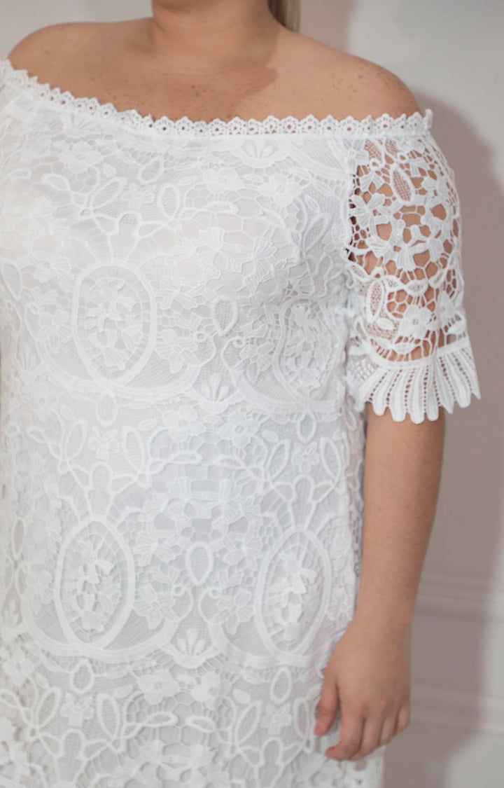 Vestido blanco de guipiur con mangas - VESTIDO Boutiquemirel 