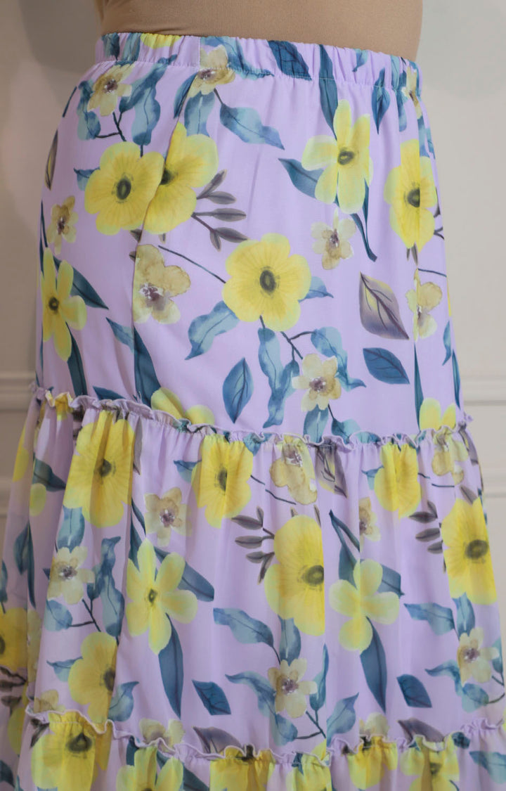 Falda lila estampada con elástico - FALDA Boutiquemirel 