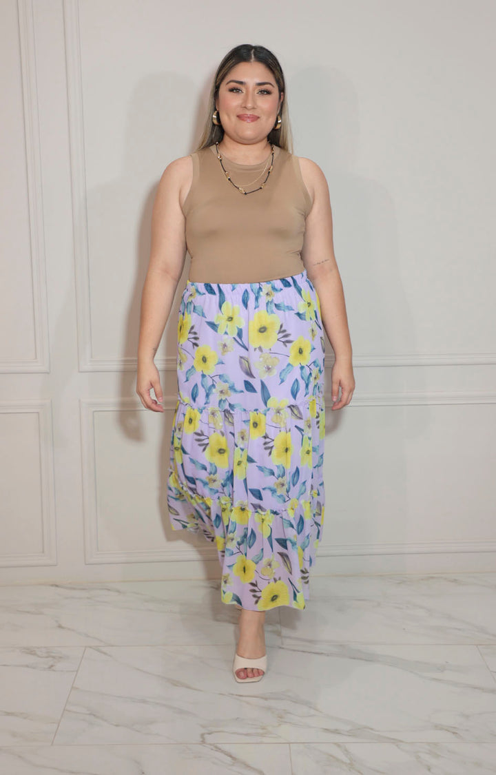 Falda lila estampada con elástico - FALDA Boutiquemirel 