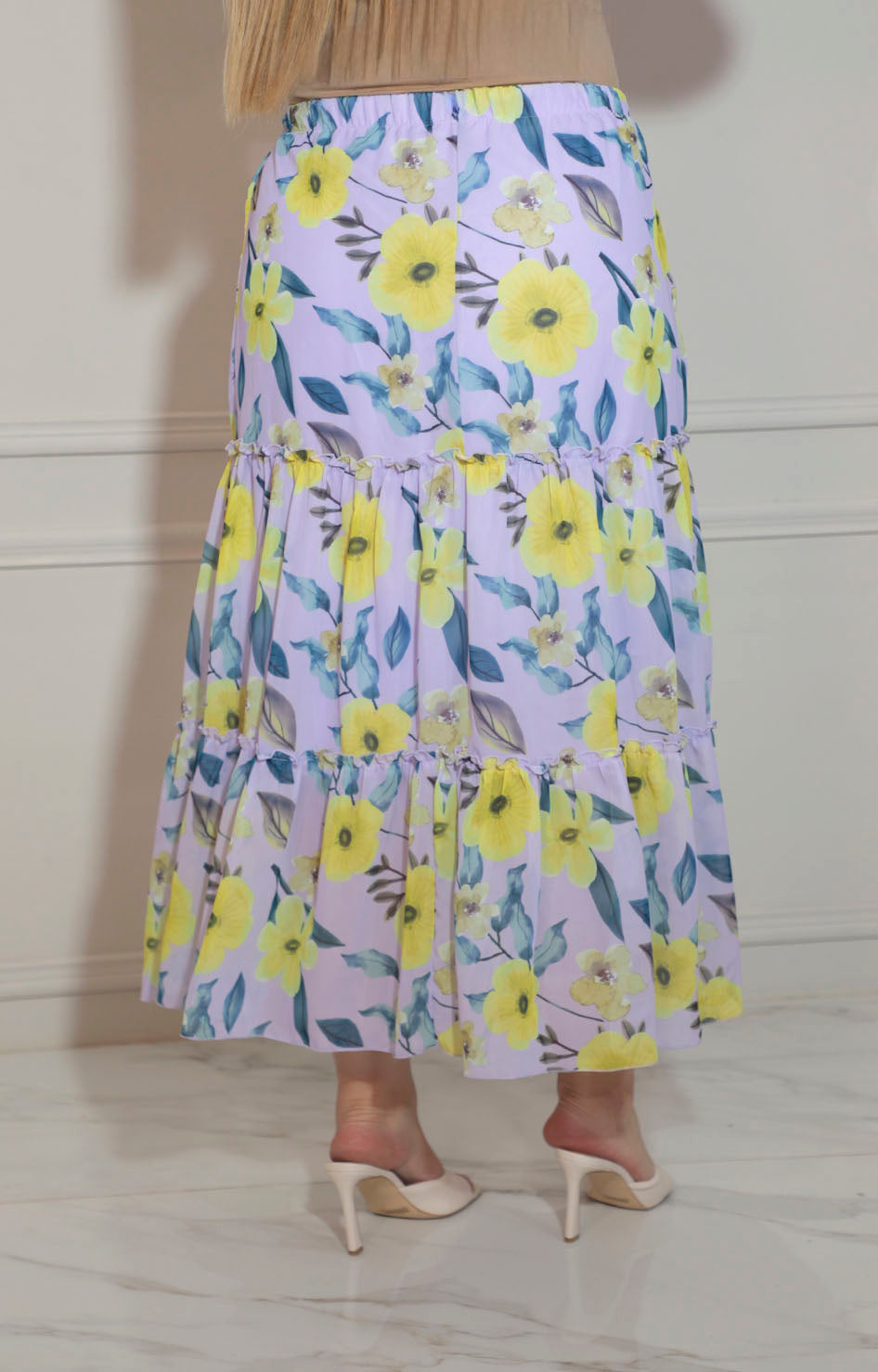 Falda lila estampada con elástico - FALDA Boutiquemirel 