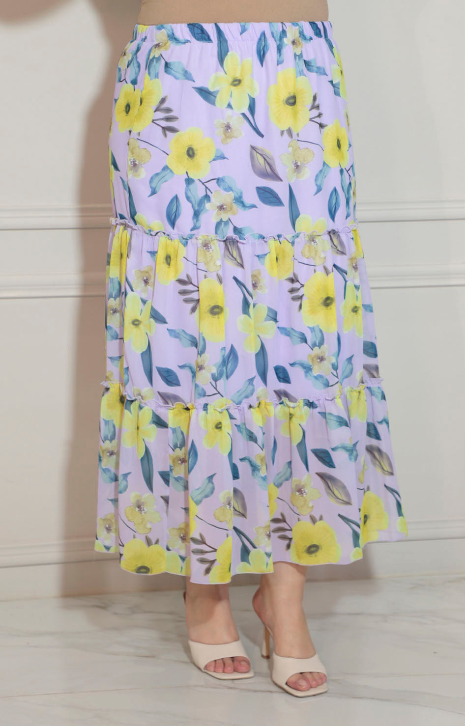 Falda lila estampada con elástico - FALDA Boutiquemirel 