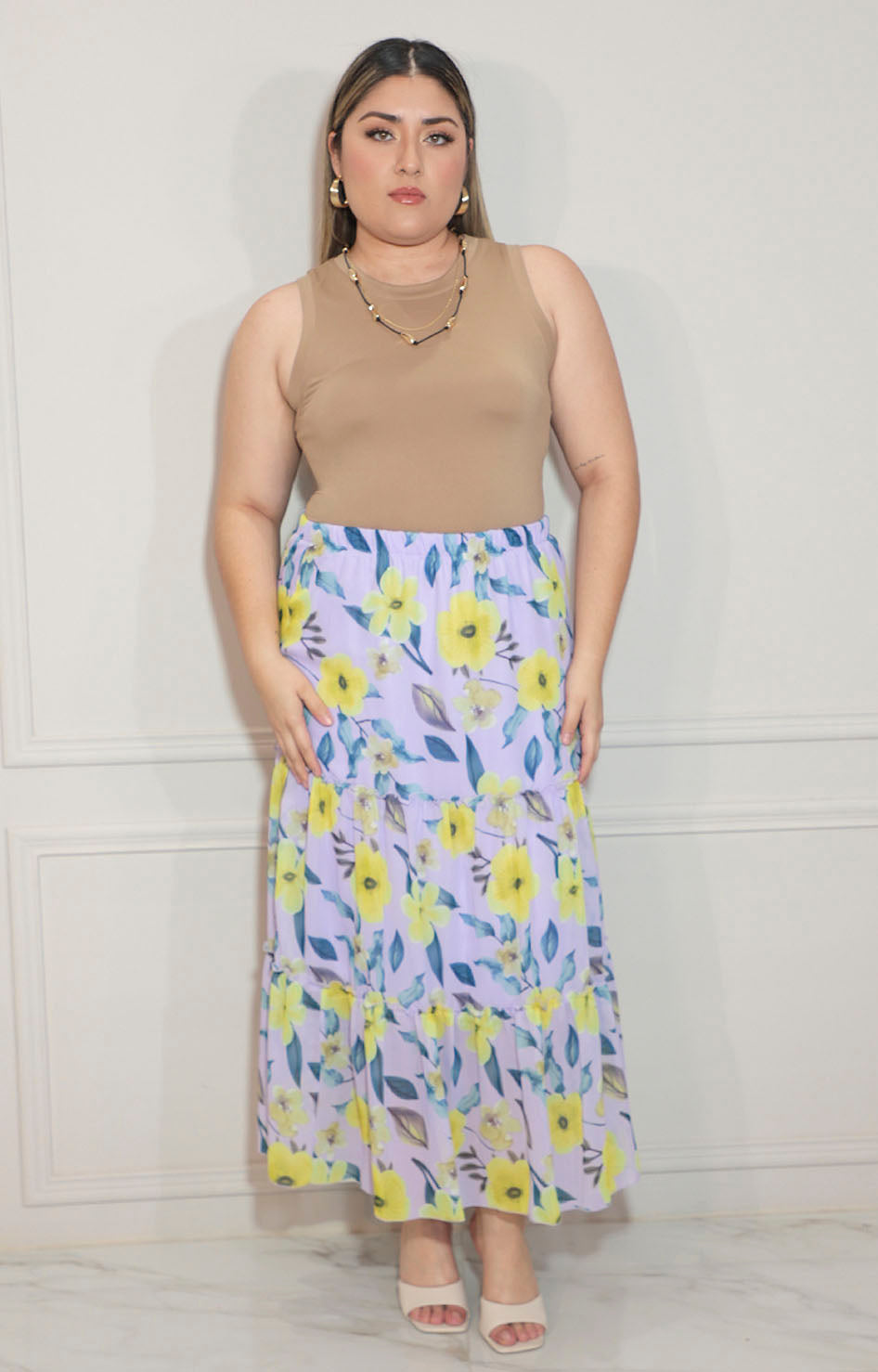 Falda lila estampada con elástico - FALDA Boutiquemirel 