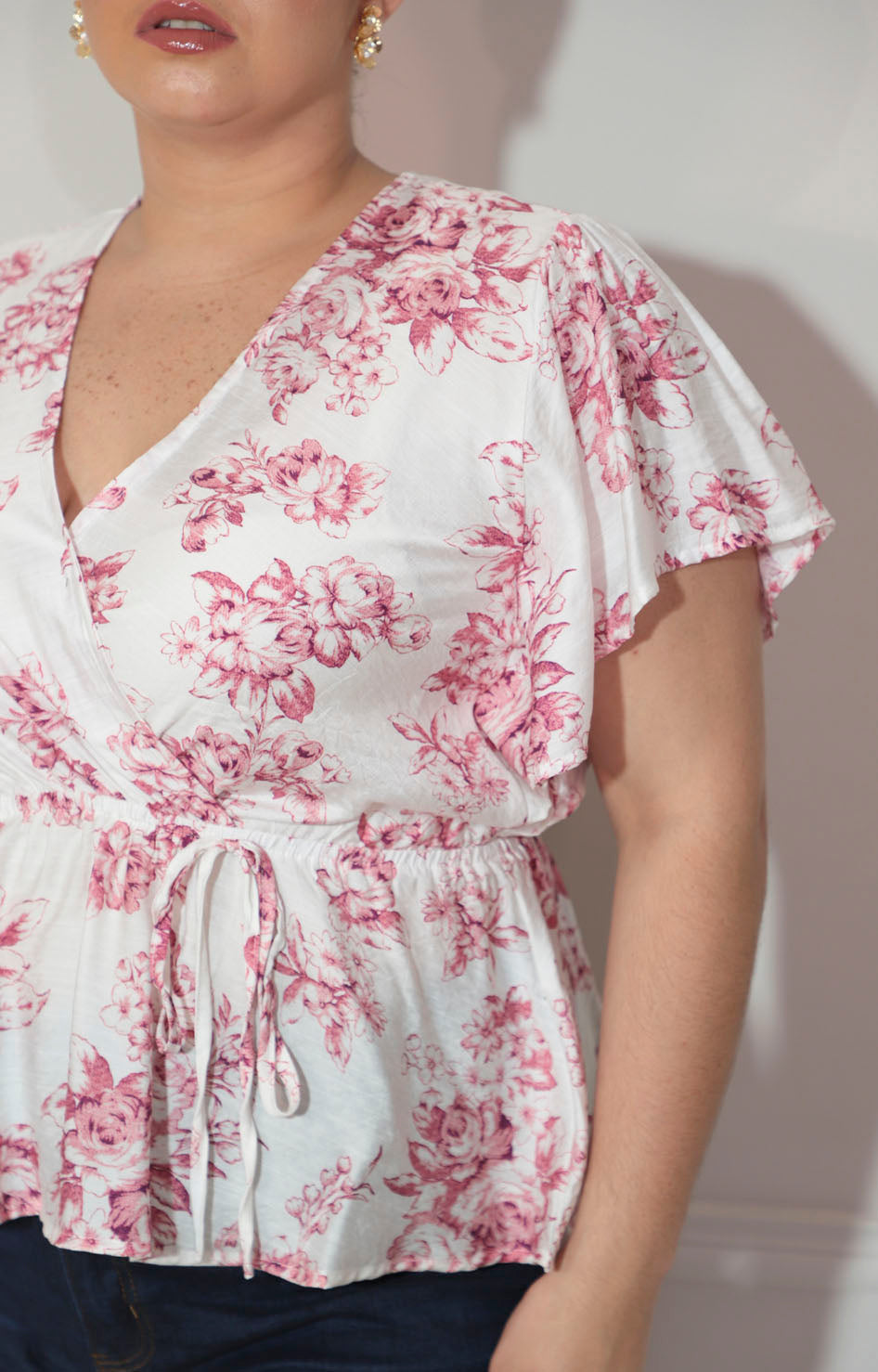 Blusa rosa estampado con lazo ajustable - BLUSA Boutiquemirel 