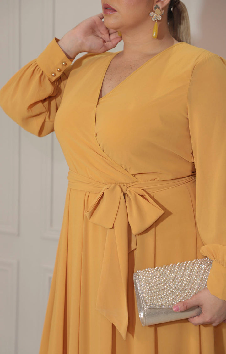 Vestido mostaza con manga larga - VESTIDO Boutiquemirel 