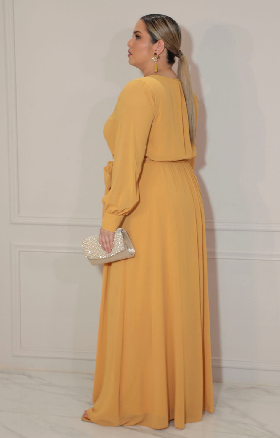 Vestido mostaza con manga larga - VESTIDO Boutiquemirel 