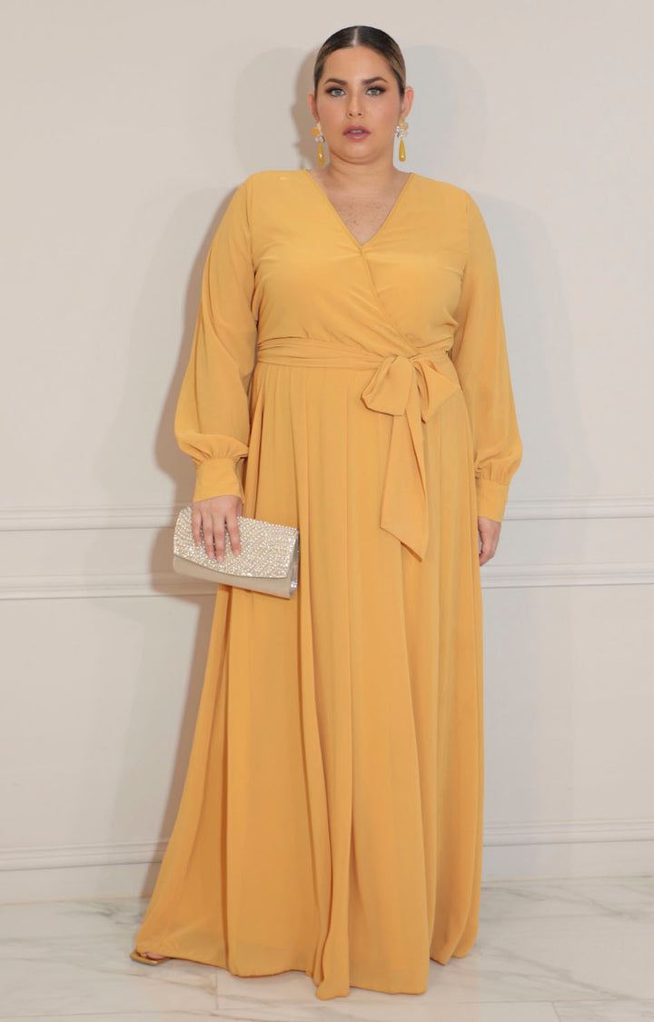 Vestido mostaza con manga larga - VESTIDO Boutiquemirel 