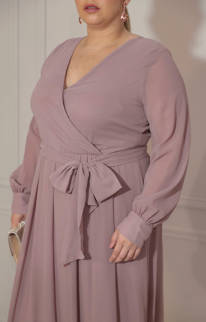 Vestido café con manga larga - VESTIDO Boutiquemirel 