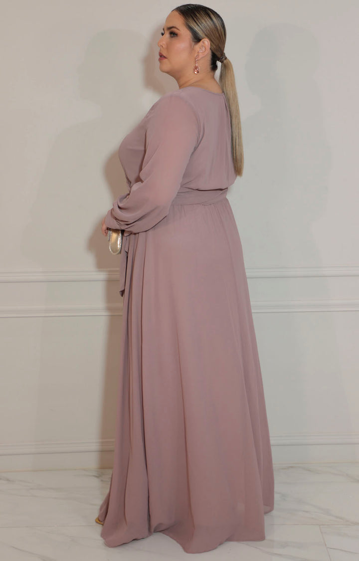 Vestido café con manga larga - VESTIDO Boutiquemirel 