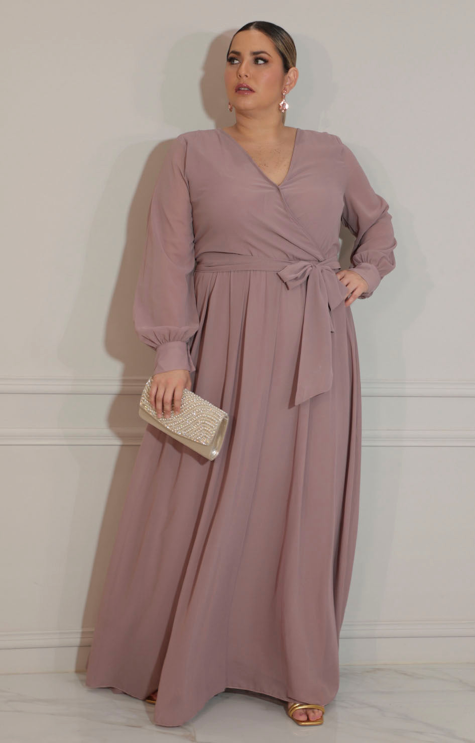 Vestido café con manga larga - VESTIDO Boutiquemirel 