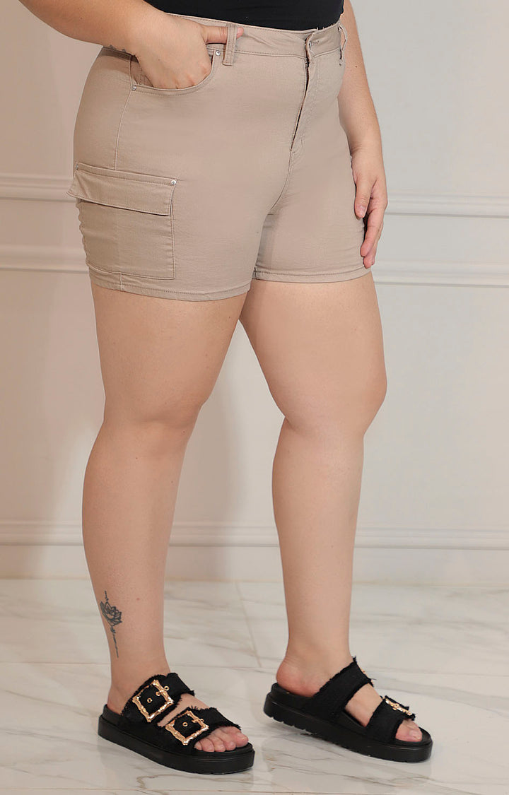 Short beige corta con bolsas frontales - SHORT Boutiquemirel 