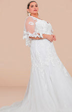 Vestido blanco con tul y encaje - VESTIDO LARGO CURVY Boutiquemirel 