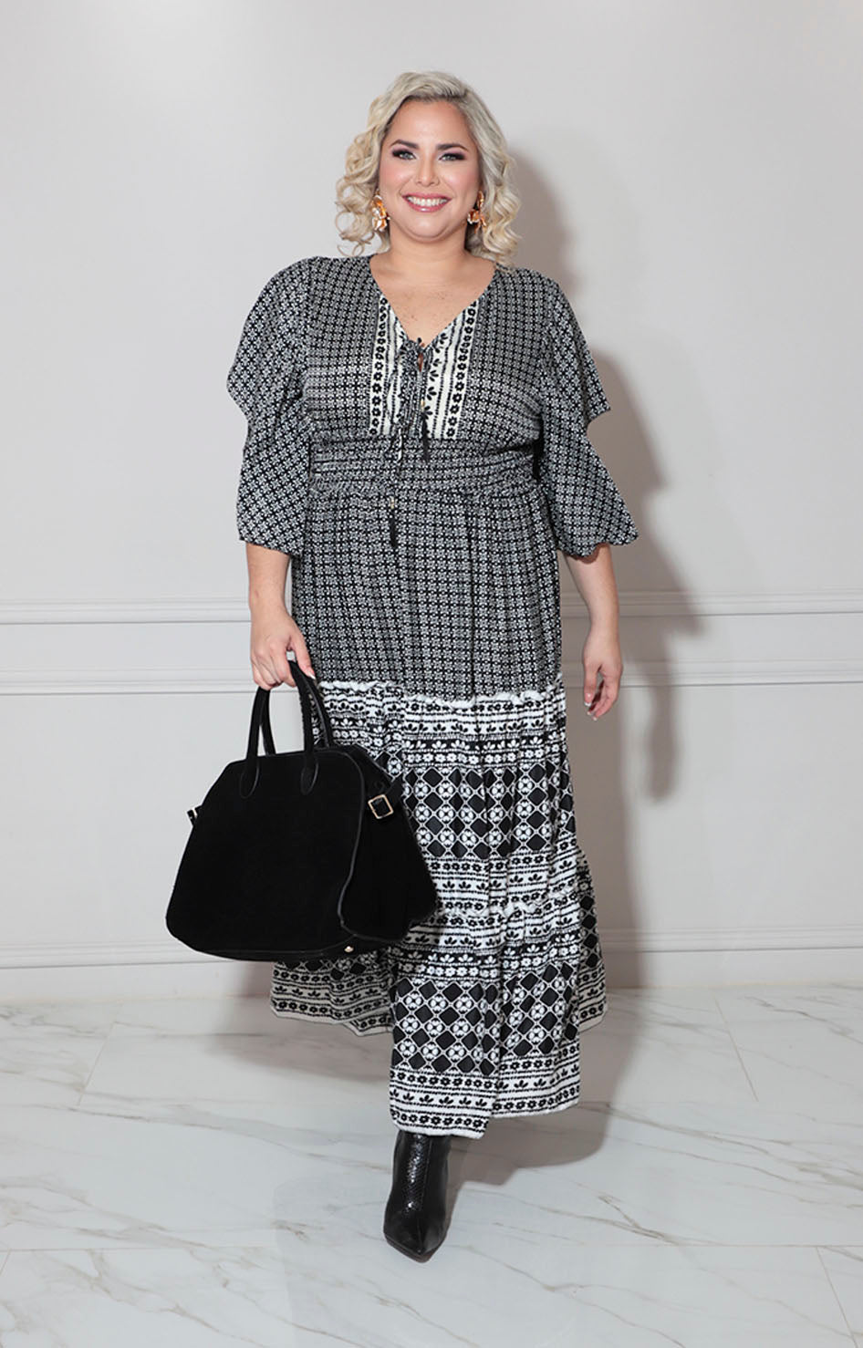 Vestido negro estampado - VESTIDO XL Boutiquemirel 