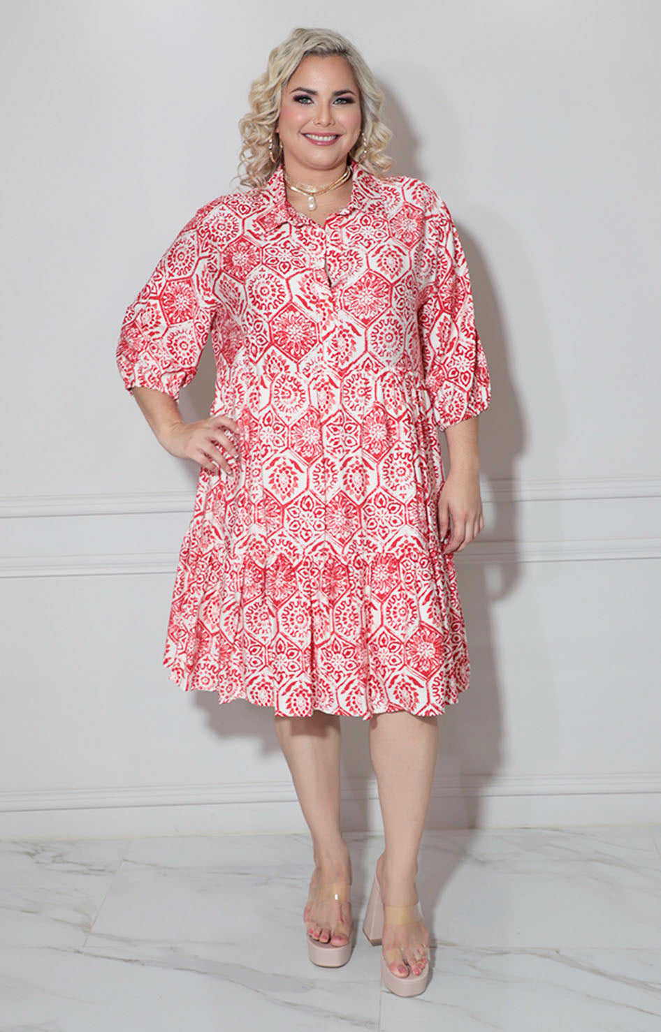 Vestido rojo estampado - VESTIDO XL Boutiquemirel 