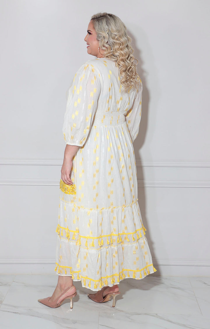 Vestido amarillo bordado - VESTIDO XL Boutiquemirel 