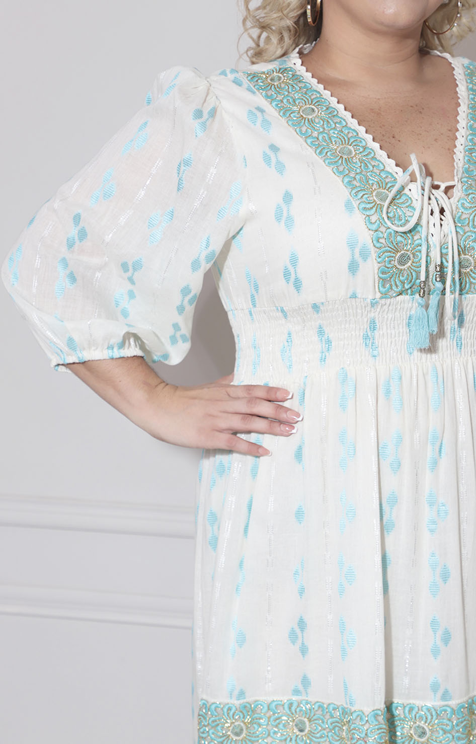 Vestido azul bordado - VESTIDO XL Boutiquemirel 