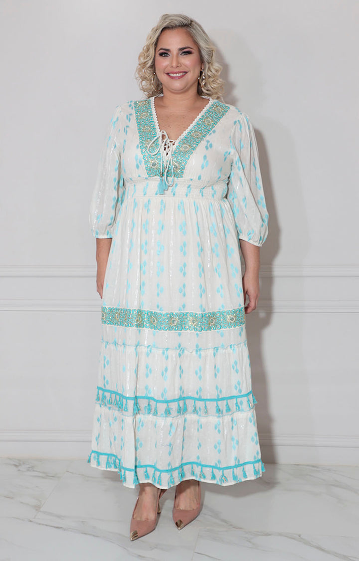 Vestido azul bordado - VESTIDO XL Boutiquemirel 