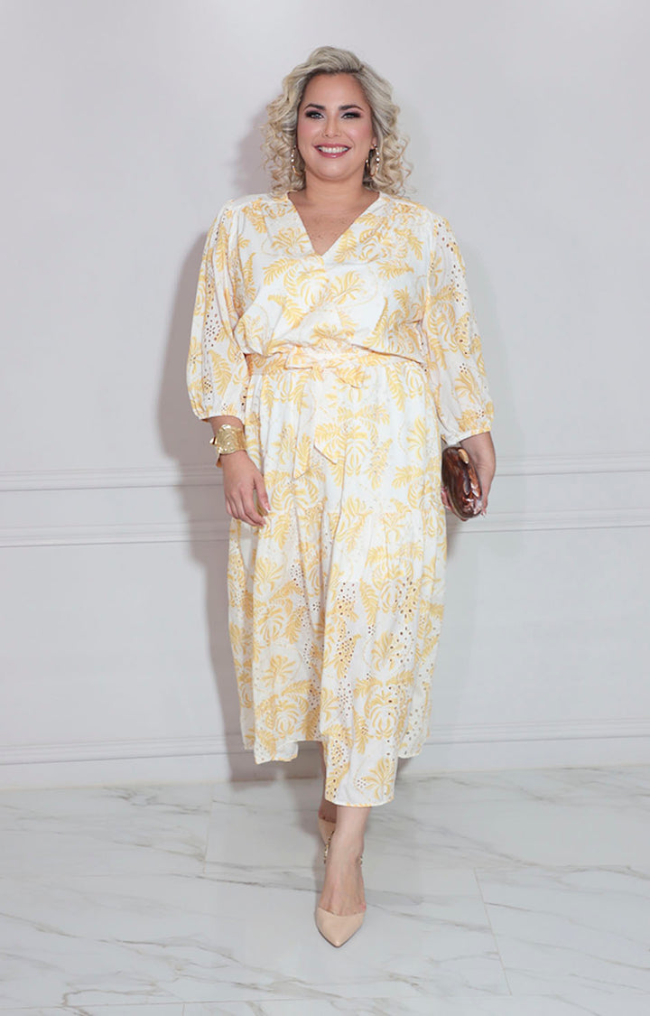 Vestido amarillo con flores - VESTIDO XL Boutiquemirel 